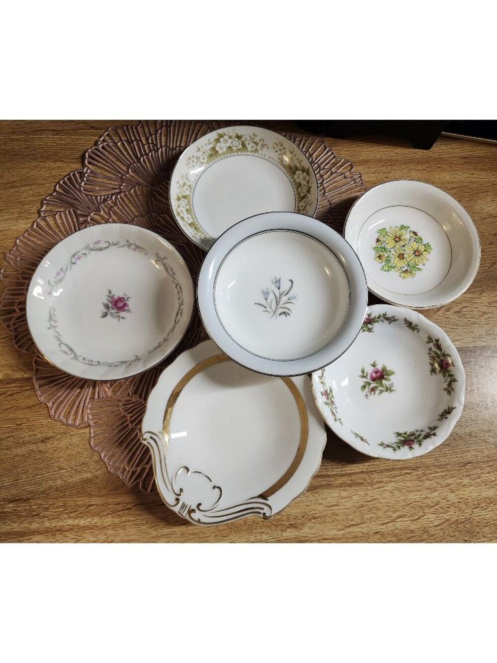 Colorful Mismatched Fine China Berry Dessert Bowls Porcelain Eclectic Set of 6